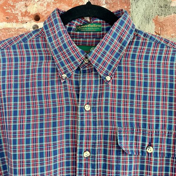 VTG Hathaway Clan Tartan Men's Shirt L 22.5x28 - Picture 1 of 5